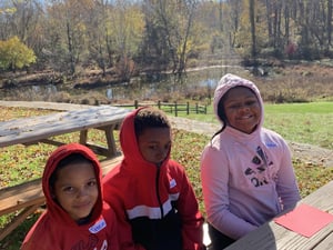 Students learning outside